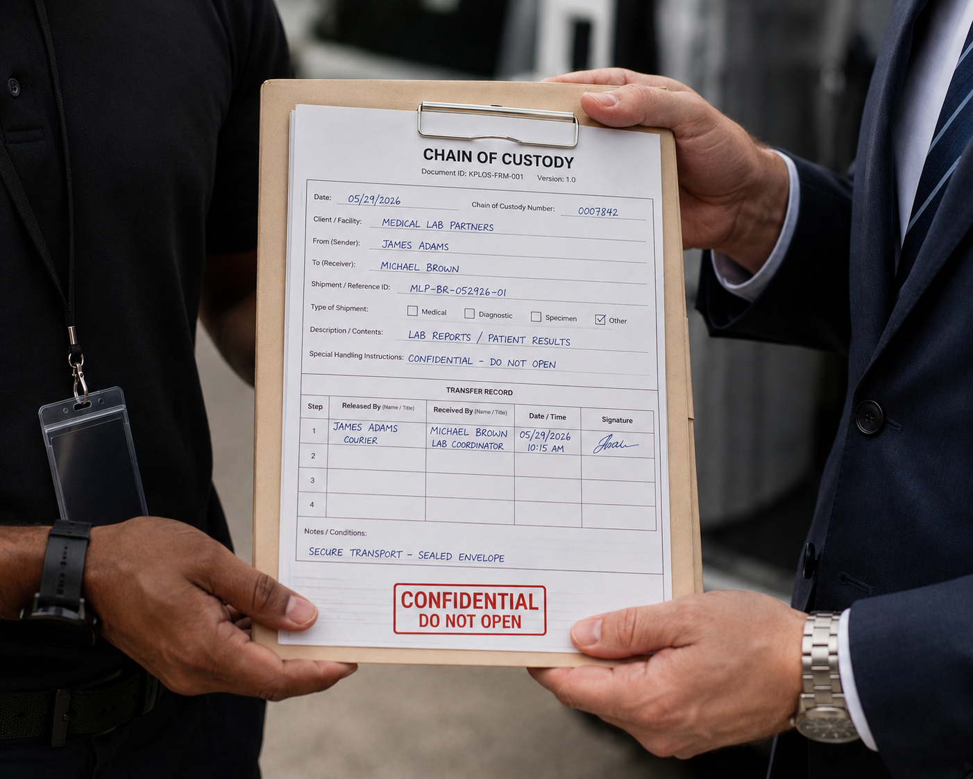 Legal and chain-of-custody logistics support